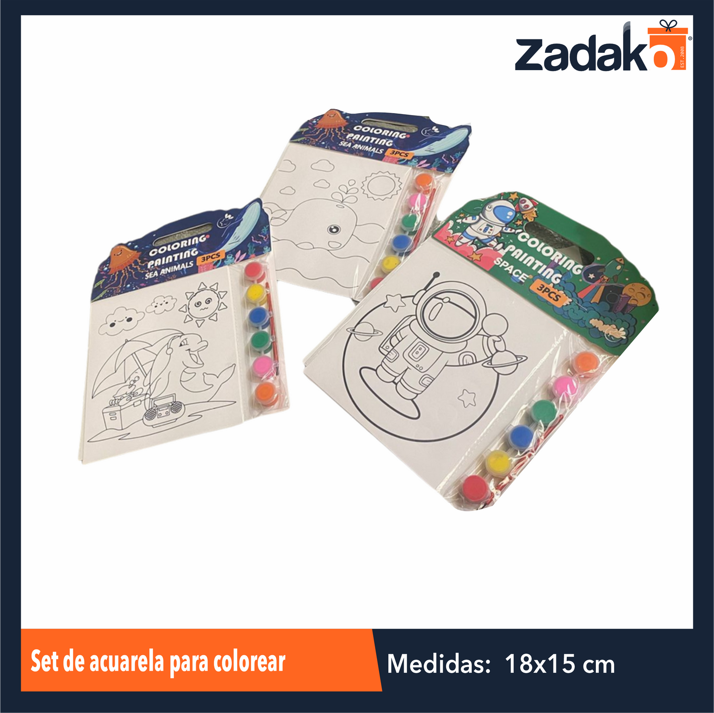 ZP-1515 SET DE ACUARELA PARA COLOREAR CON 1 PZ O CAJA CON 600 PZS