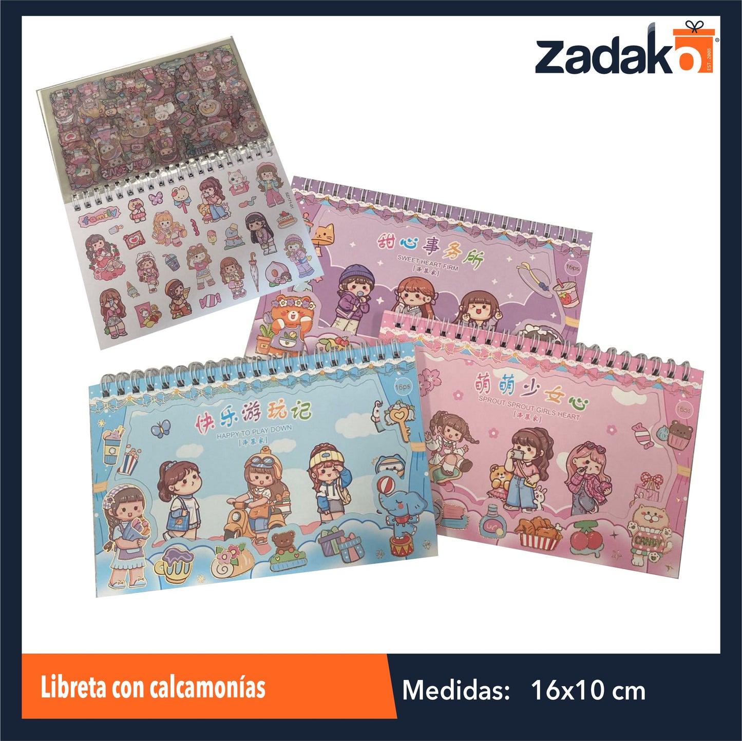 ZP-1524 LIBRETA CON CALCAMONIAS CON 1 PZ O CAJA CON 576 PZS