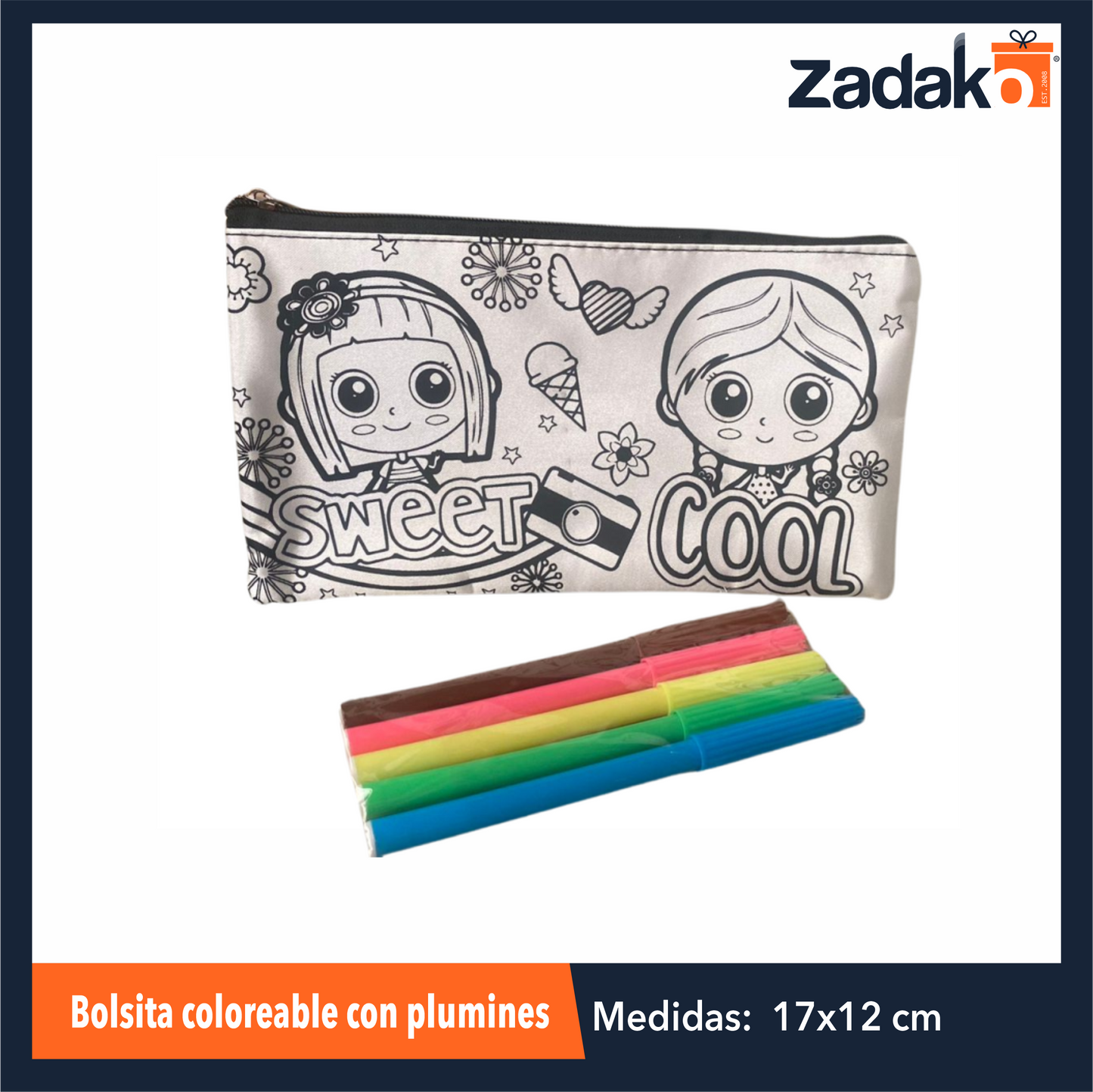ZP-1530 BOLSITA COLOREABLE  CON PLUMINES CON 1 PZ O CAJA CON 288 PZS