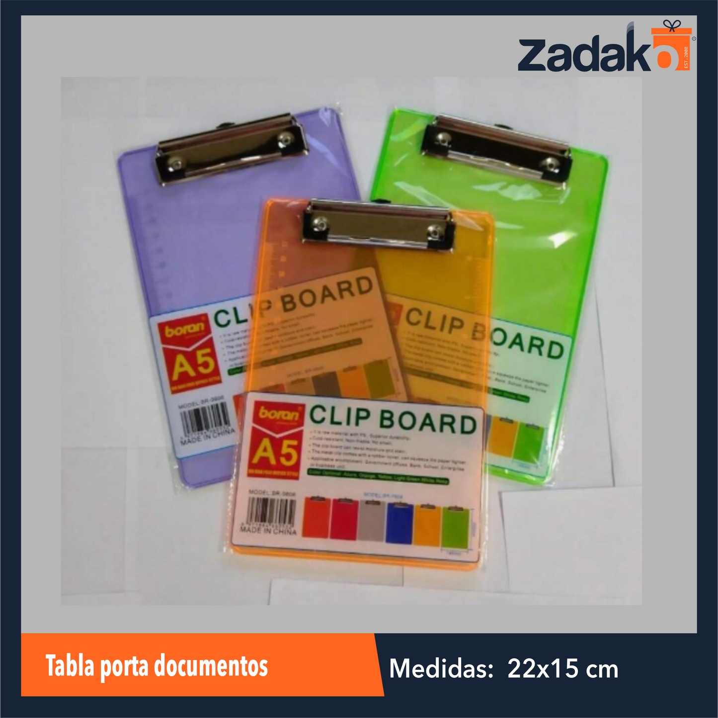 N-GPM-2478 GPM-2478 ZP-1547 TABLA PORTA DOCUMENTOS 22 X 15 CM CON 1 PZ O CAJA CON 200 PZS