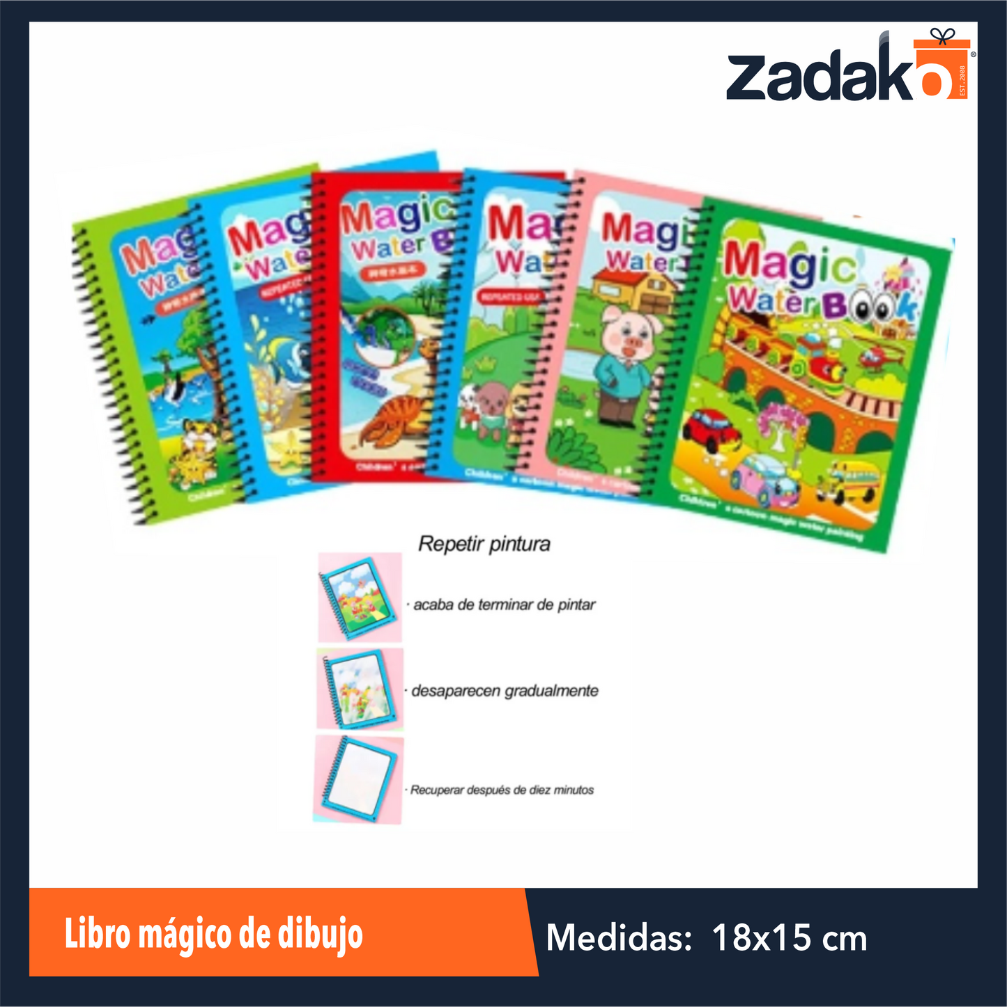 GPM-0478 ZP-1579 LIBRO MAGICO, PARA DIBUJAR CON AGUA, CON 1 PZ O CAJA CON 360 PZS