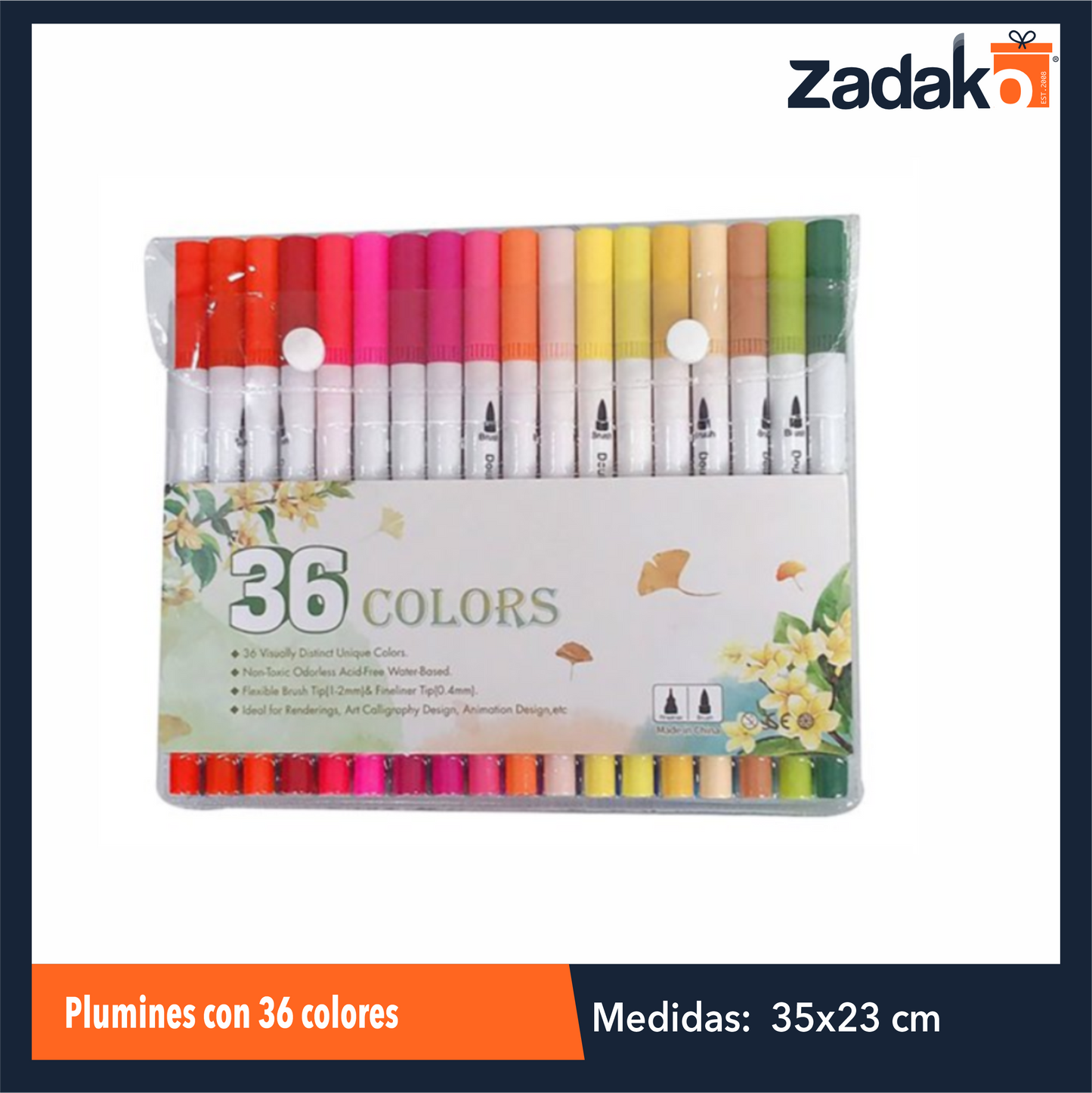 ZP-1596 PLUMINES CON 36 COLORES O CAJA CON 48 PQTS