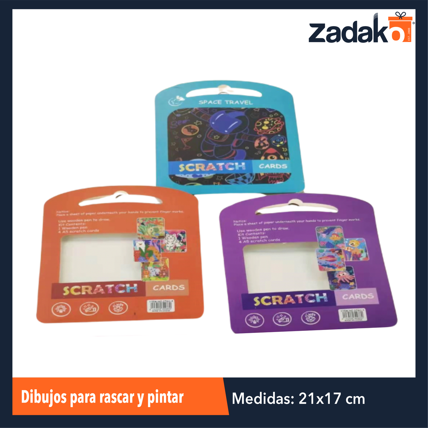 ZP-1614 DIBUJOS PARA RASCAR Y PINTAR CON 1 PZ O CAJA CON 720 PZS