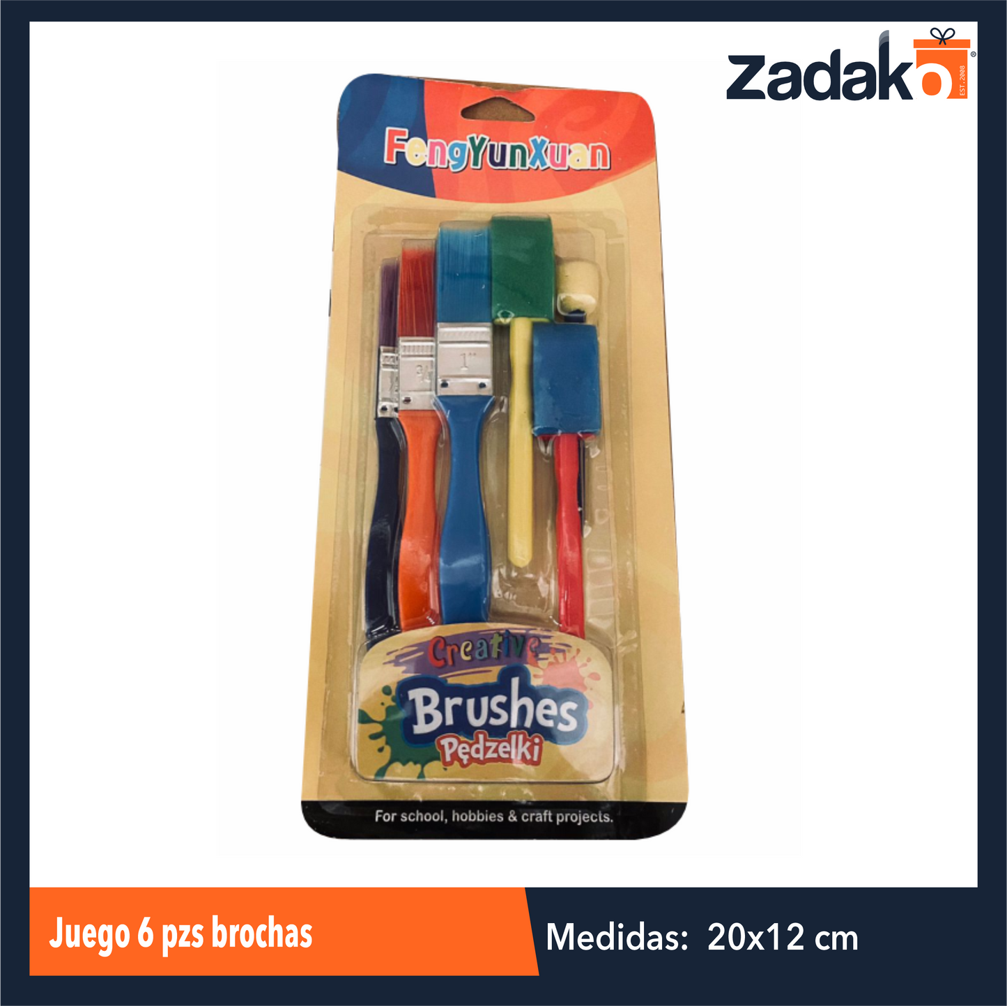 ZP-1673 JUEGO 6 PZS BROCHAS CON 1 PQT O CAJA CON 240 PQTS