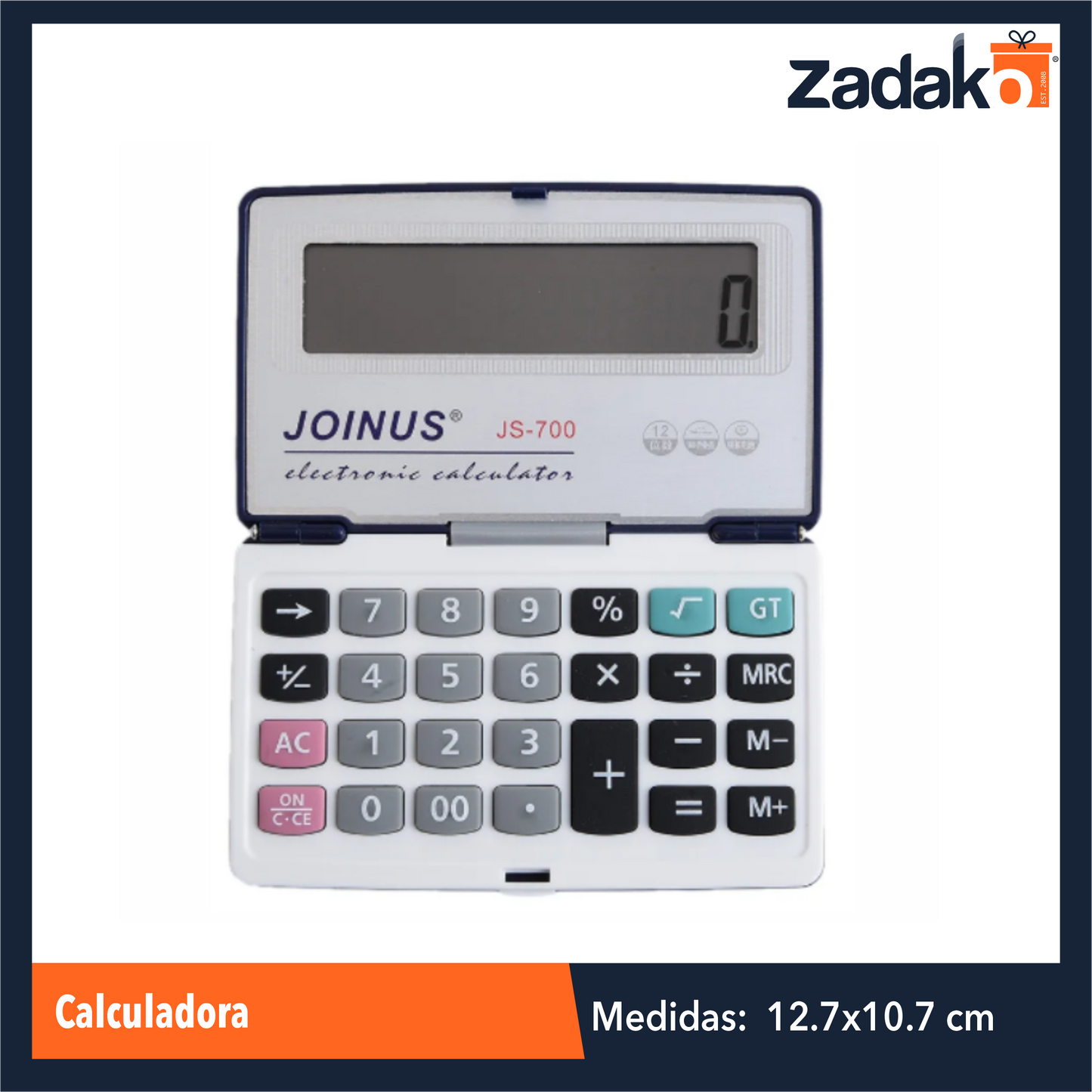 ZP-1685 CALCULADORA DE 12.7x10.7 CM CON 1 PZ O CAJA CON 200 PZS