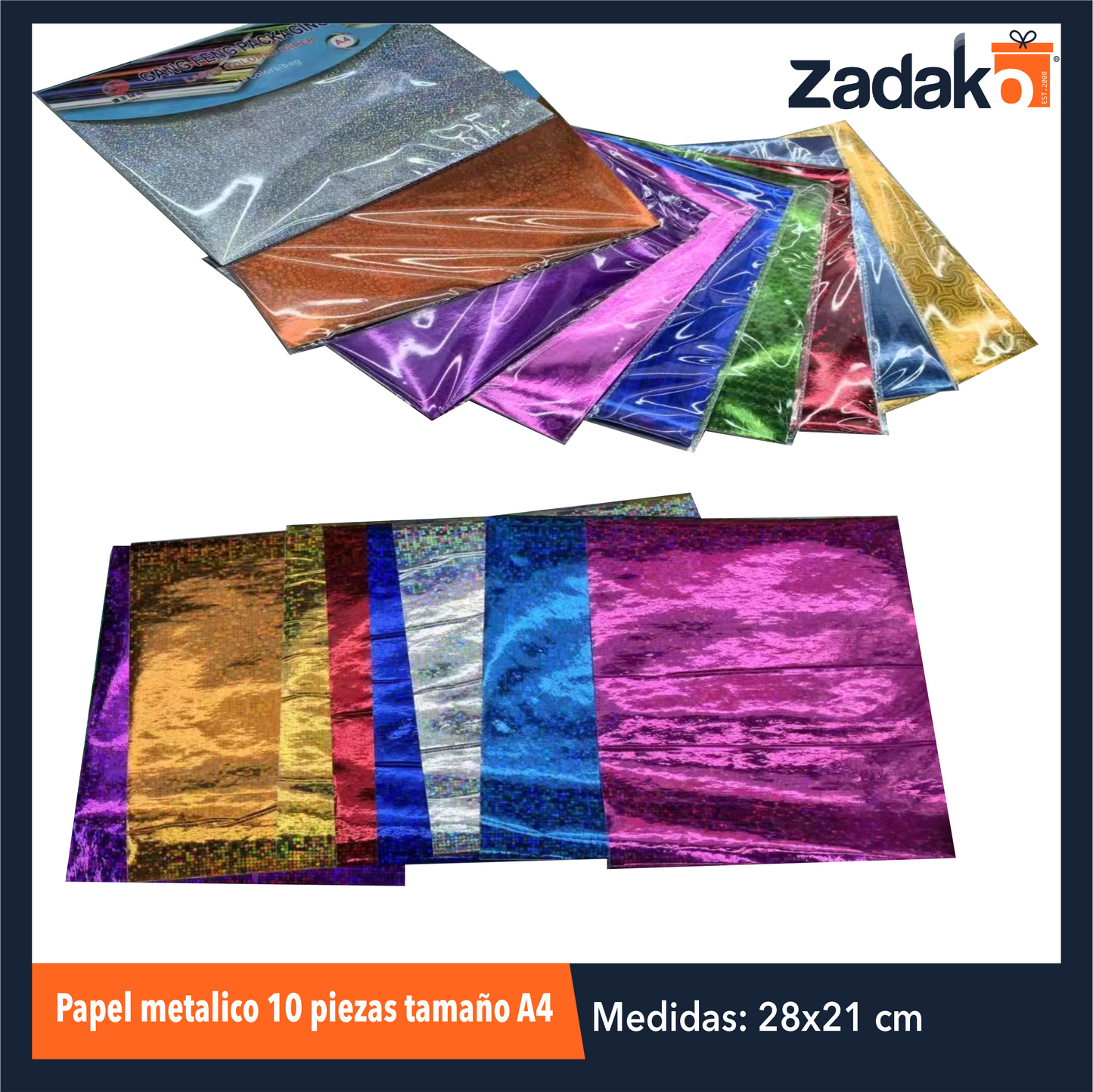 ZP-1719 PAPEL METALICO 10 PIEZAS TAMAÑO A4 CON 1 PQT O CAJA CON 320 PQTS