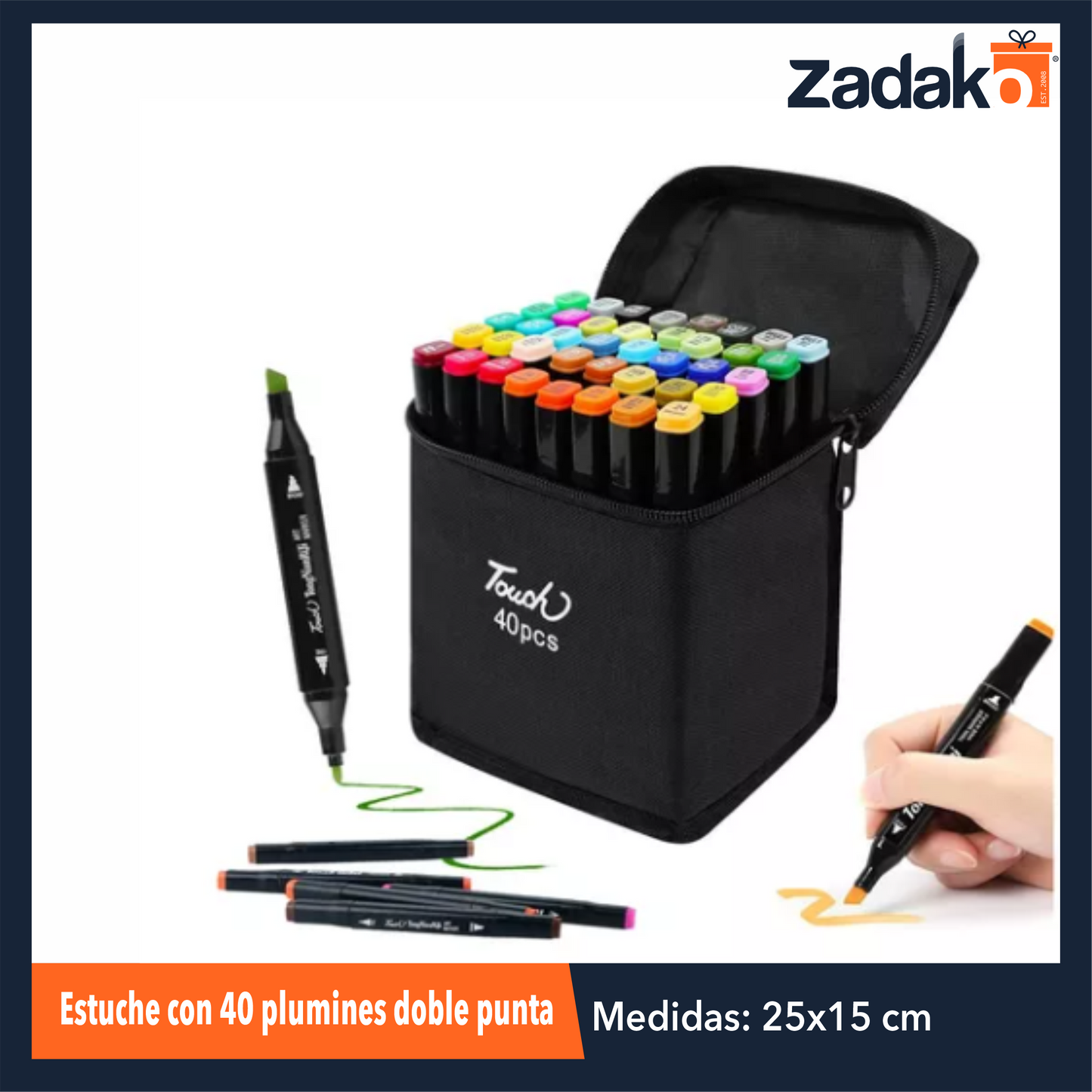 N-GPM-2449 GPM-2449 ZP-1000 ESTUCHE CON 40 PLUMINES DOBLE PUNTA, CON 1 PZ O CAJA CON 36 PZS