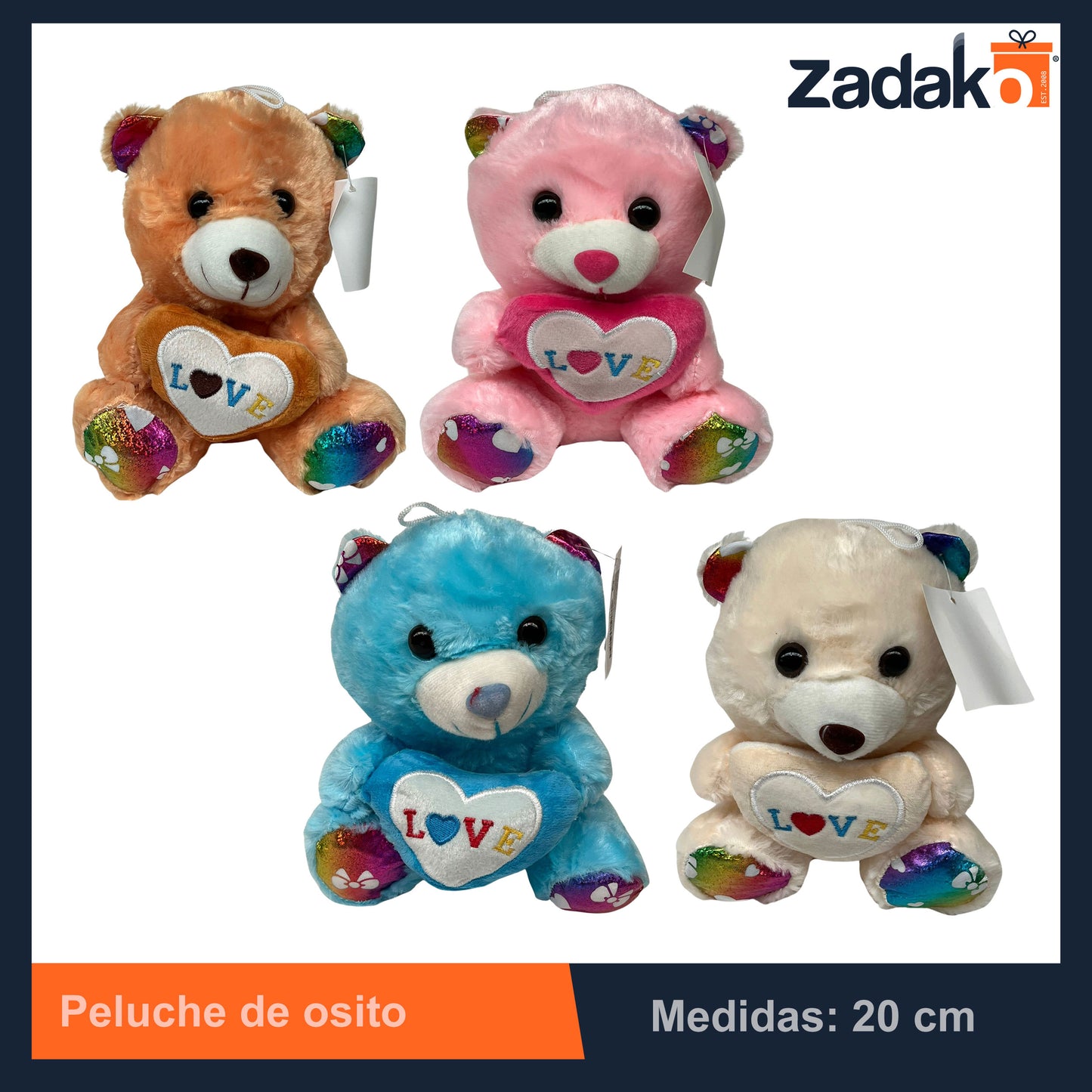 ZT-0114 PELUCHE DE OSITO CON CORAZON CON LETRAS DE LOVE CON 1 PZ O CAJA CON 200 PZS