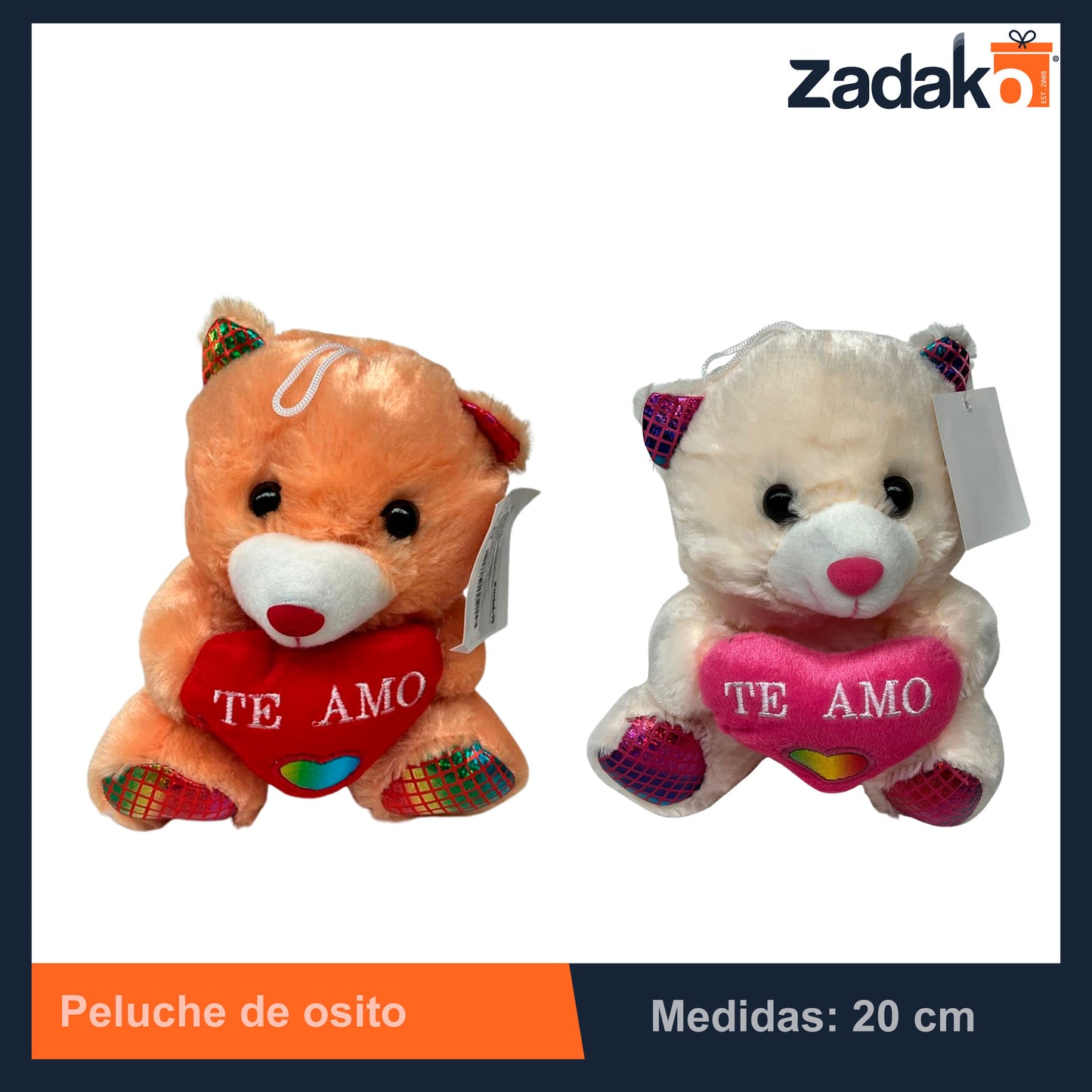ZT-0115 PELUCHE DE OSITO CON CORAZON CON LETRAS DE TE AMO CON 1 PZ O CAJA CON 200 PZS