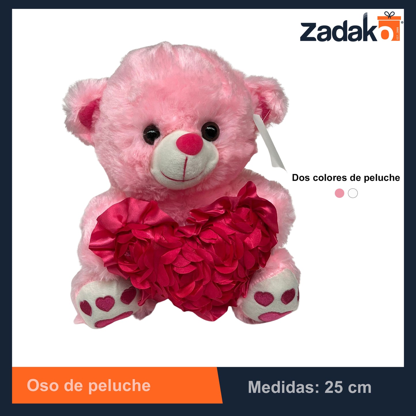 ZT-0121 OSO DE PELUCHE CON CORAZON ROJO CON 1 PZ O CAJA CON 80 PZS