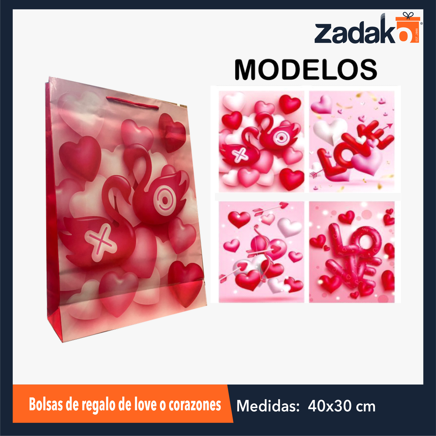 ZT-0123 BOLSAS DE REGALO DE LOVE O CORAZONES CON 1 PZ O CAJA CON 480 PZS