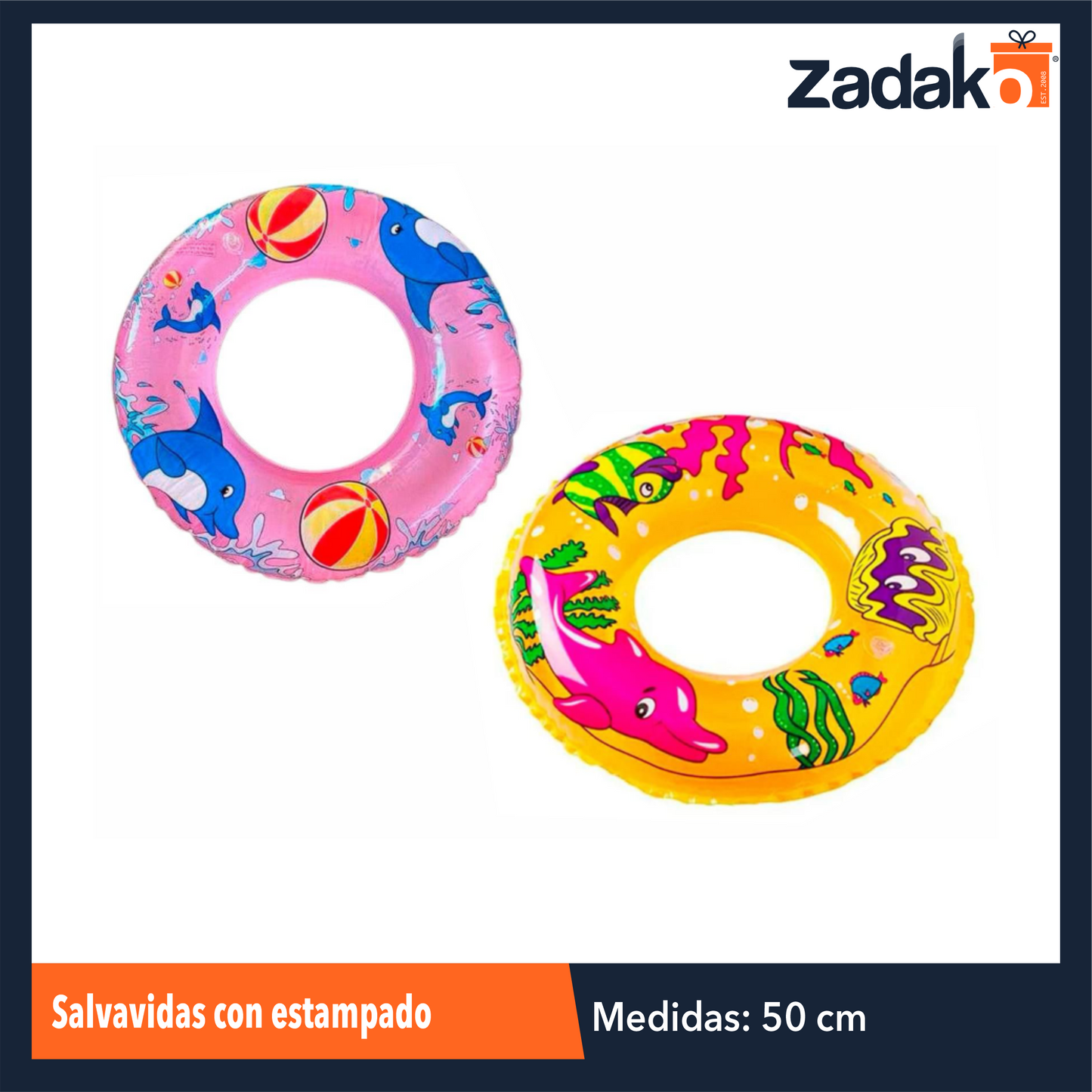 ZT-0162 SALVAVIDAS CON ESTAMPADO DE 50 CM CON 1 PZ O CAJA CON 720 PZS