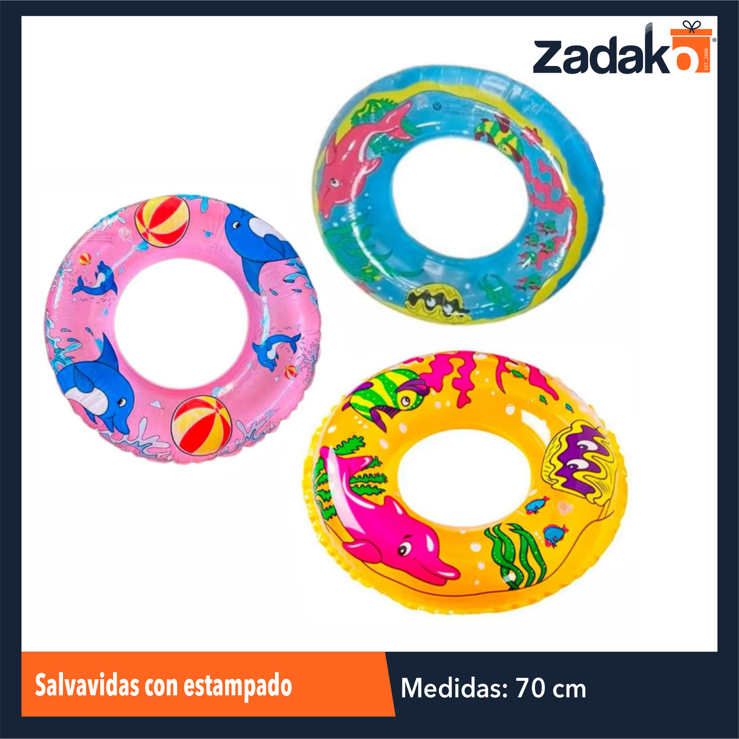 ZT-0164 SALVAVIDAS CON ESTAMPADO DE 70 CM CON 1 PZ O CAJA CON 480 PZS