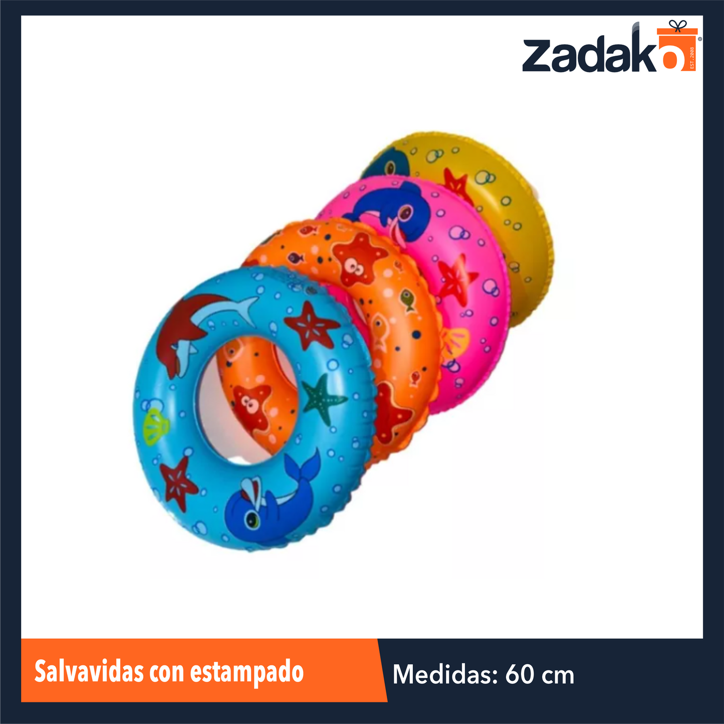 ZT-0168 SALVAVIDAS CON ESTAMPADO DE 60 CM CON 1 PZ O CAJA CON 600 PZS