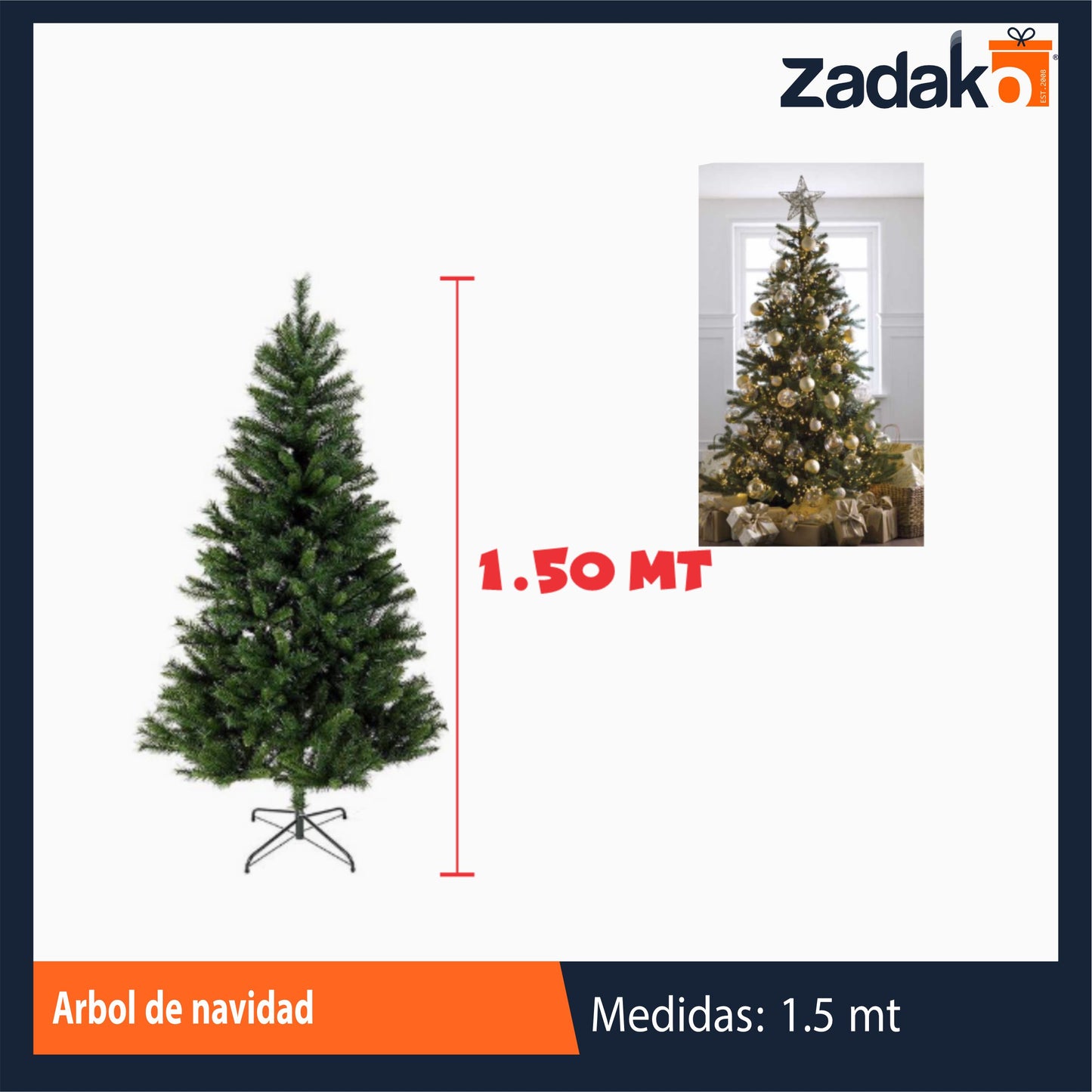 ZT-0081 ARBOL DE NAVIDAD 1.5 MTRS DE ALTO CON 1 PZ