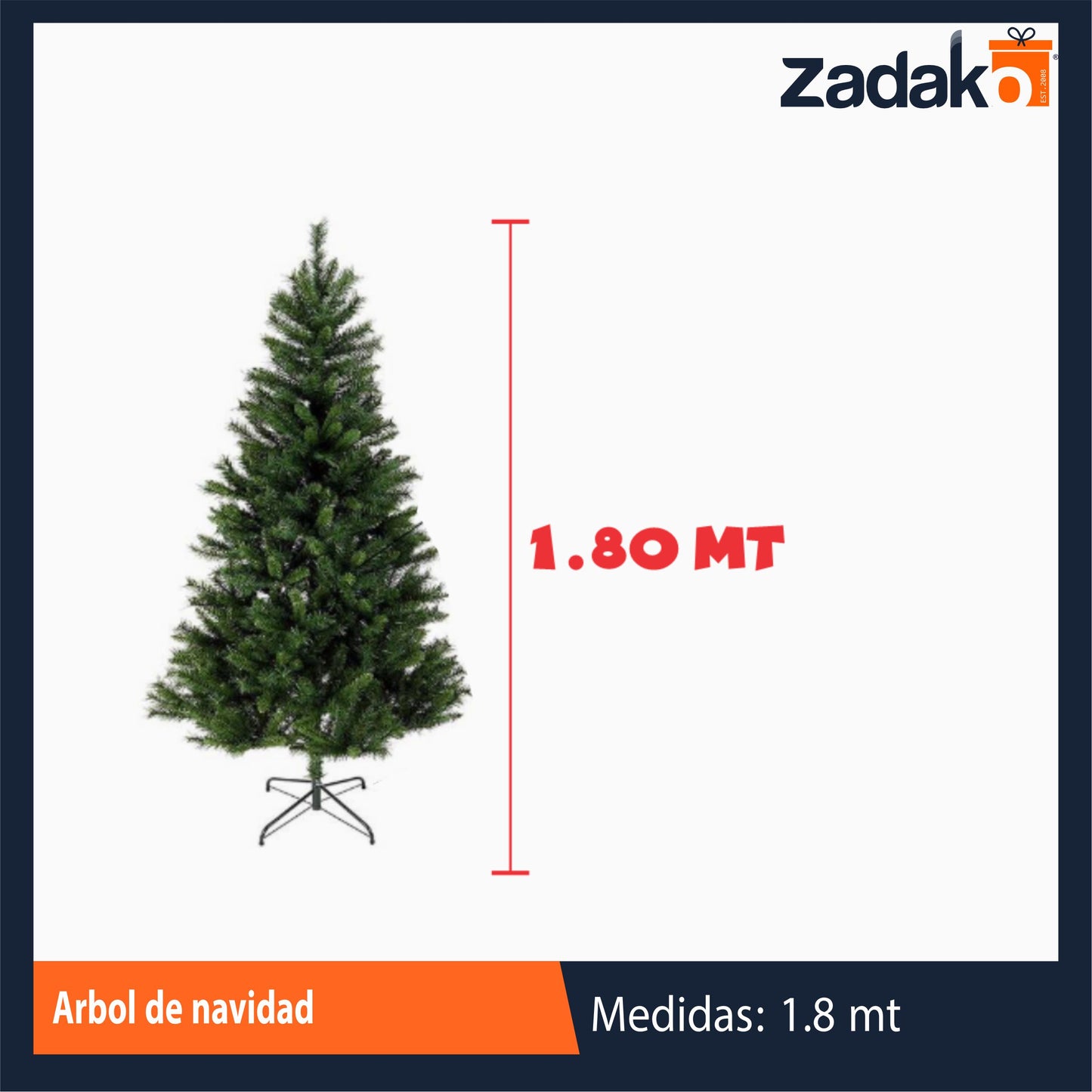 ZT-0082 ARBOL DE NAVIDAD 1.8 MTRS DE ALTO CON 1 PZ