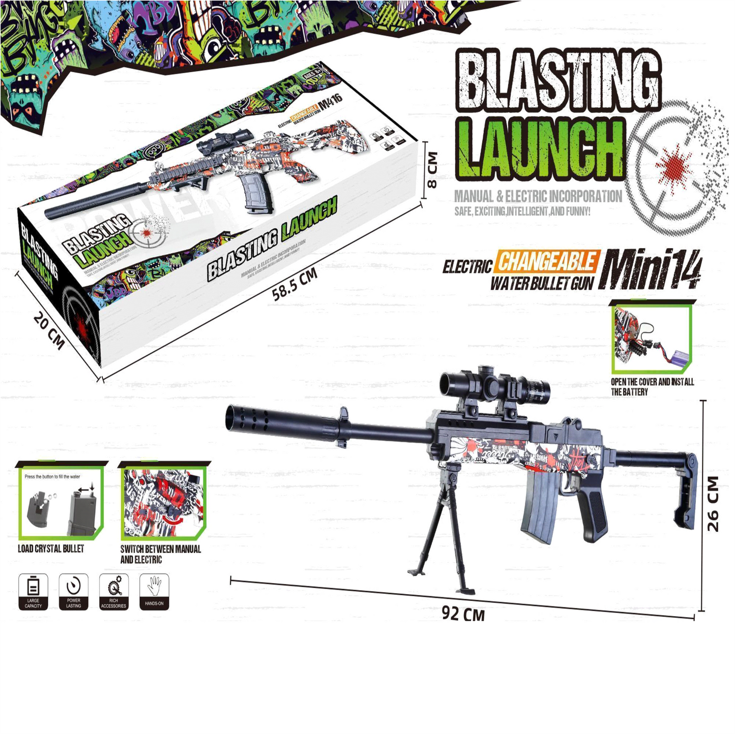 ZT-0599 PISTOLA HIDROGEL ELECTRICA CON 1 PZ O CAJA CON 24 PZS