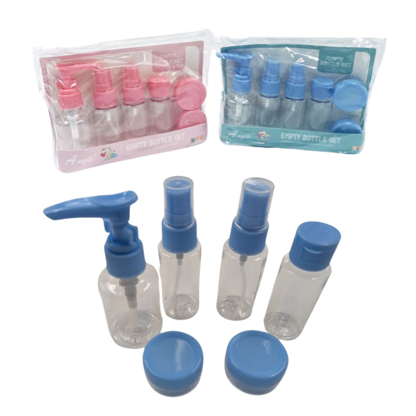 ZV-0002 SET DE 6 PZS DE BOTELLAS PARA VIAJE CON 1 PQT O CAJA CON 120 PQTS