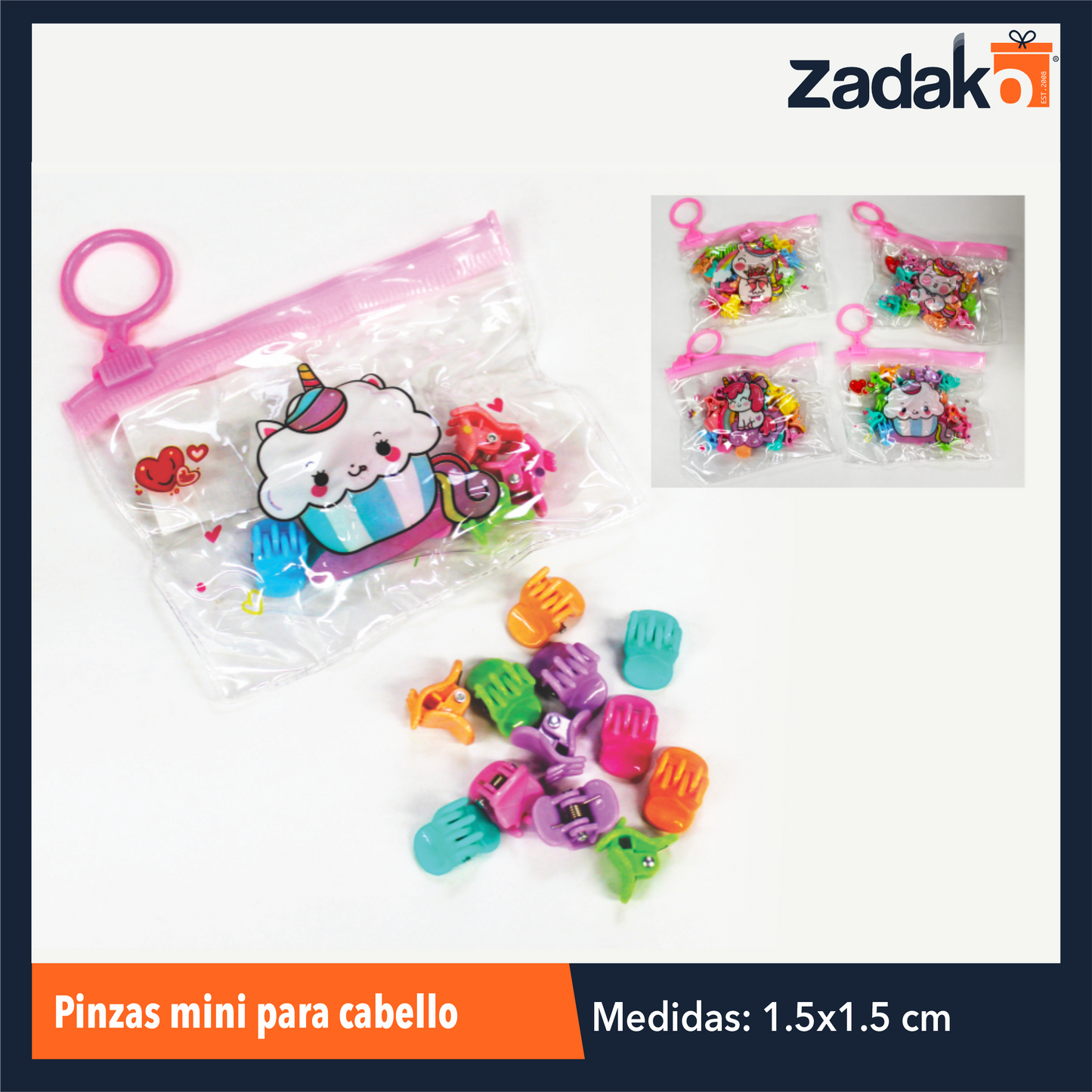 ZB-0263 PINZAS MINI PARA CABELLO CON 1 PZ O CAJA CON 1200 PZS