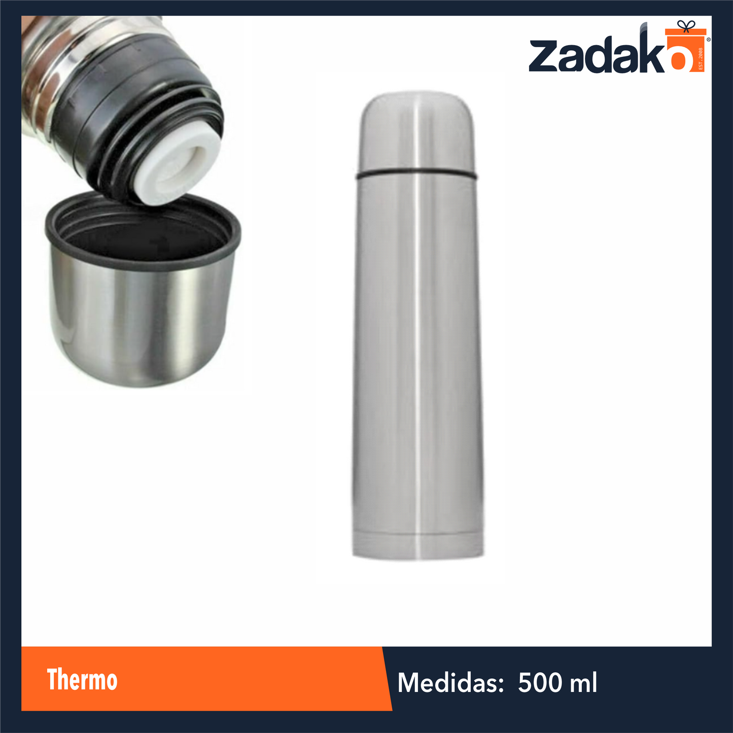 ZC-0505 THERMO ACERO INOXIDABLE 500 ML CON 1 PZ O CAJA CON 60 PZS