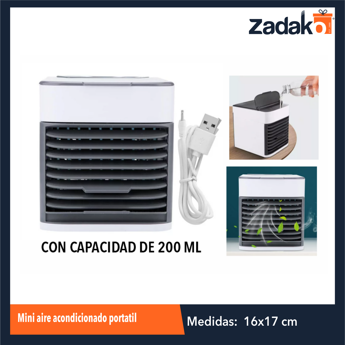 GPM-8636 ZE-2014 MINI AIRE ACONDICIONADO PORTATIL CON CAPACIDAD DE 200 ML CON 1 PZ O CAJA CON 24 PZS