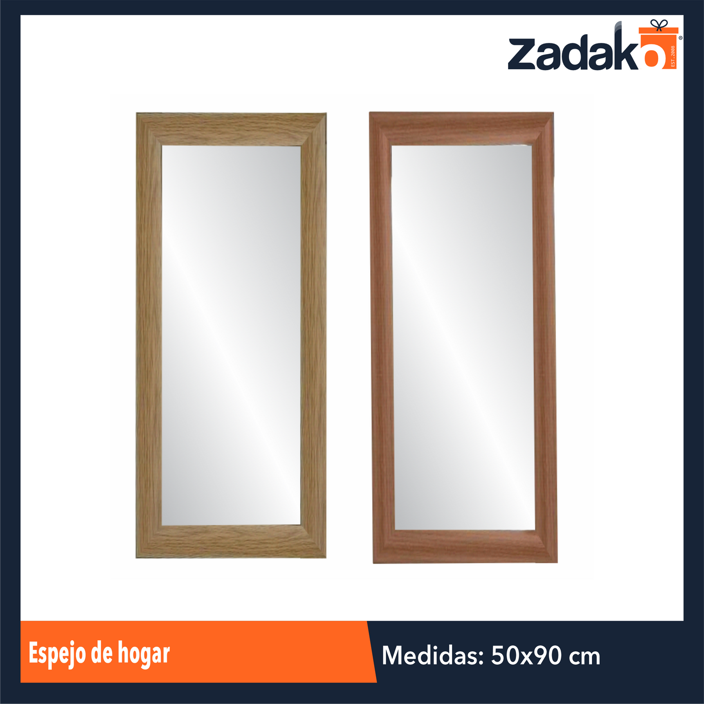 ZH-0266 ESPEJO DE HOGAR 30x90 CM CON 1 PZ O CAJA CON 12 PZS