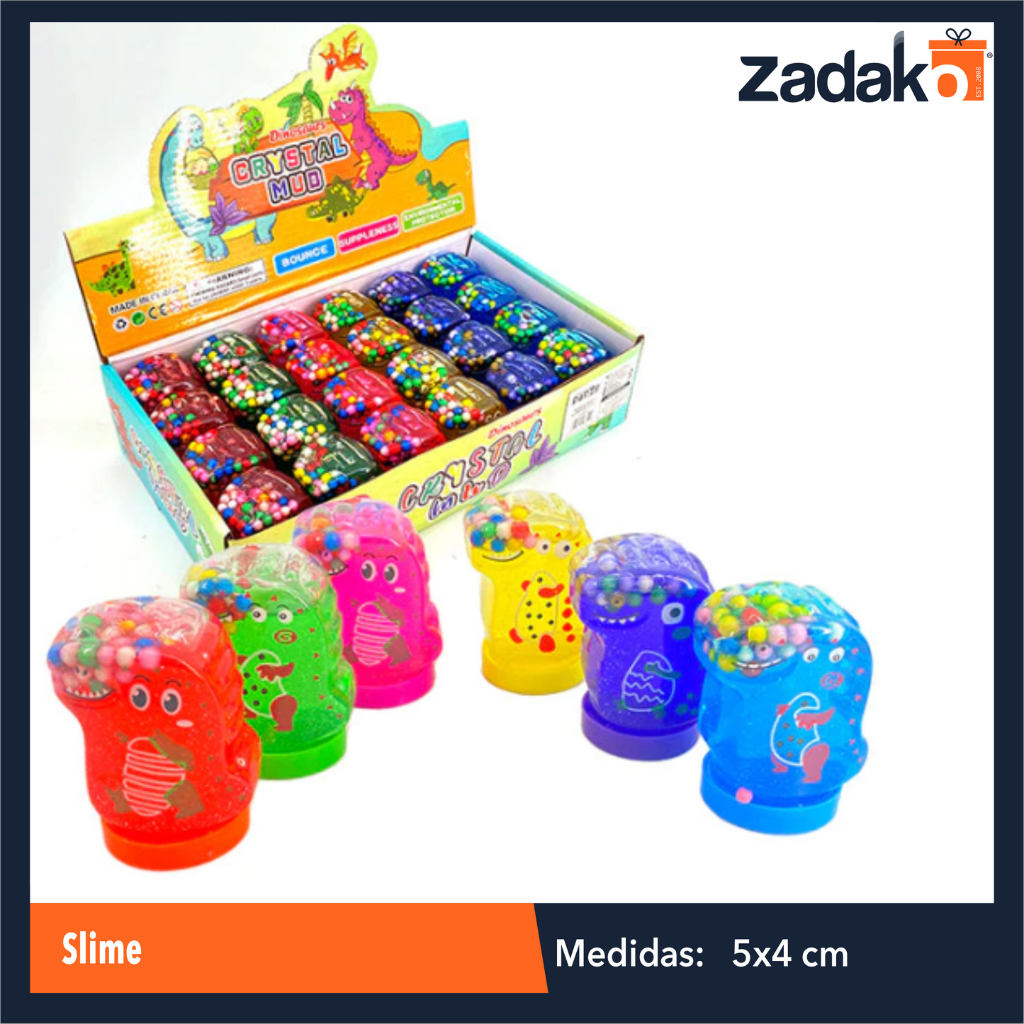 ZJ-1469 SLIME CON FORMA DE DINOSAURIO CON 24 PZS O CAJA CON 20 PQTS