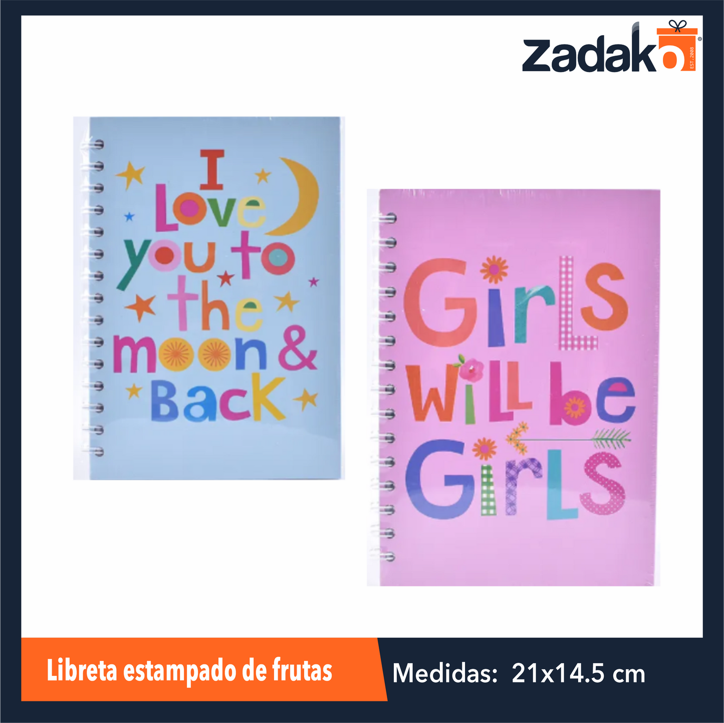 ZP-1109 HFY-10281 LIBRETA CON DISEÑO CON 1 PZ O CAJA CON 60 PZS