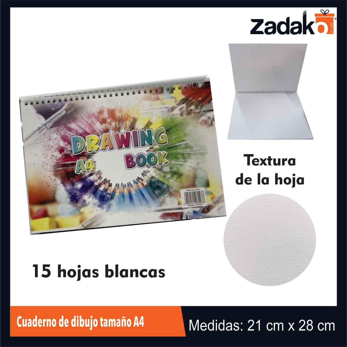 N-GPM-3059 ZP-1209 CUADERNO DE DIBUJO TAMAÑO A4 CON 1 PZ O CAJA CON 120 PZS