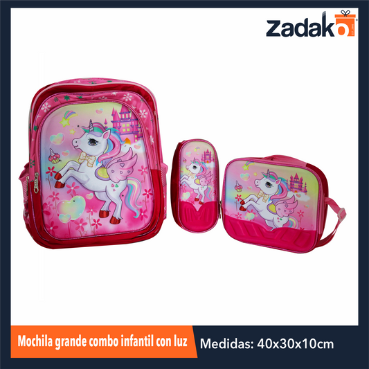 1203 MOCHILA GRANDE COMBO INF/CON LUZ CON 1PZ O CAJA CON 60 PZS