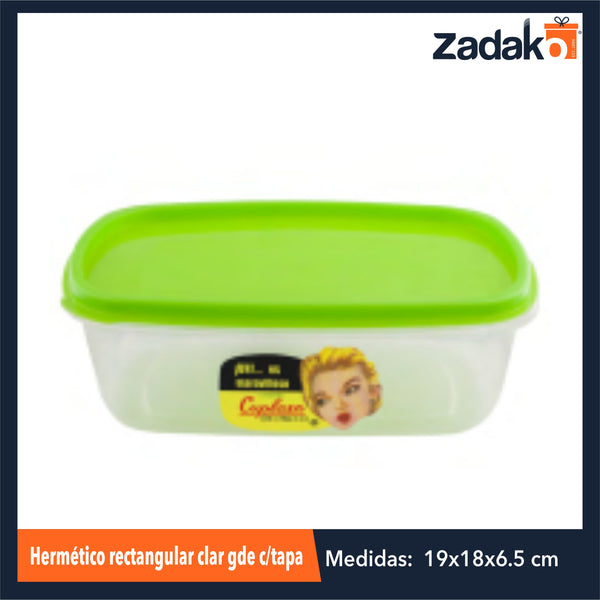 1282KC HERMETICO RECTANGULAR CLAR GDE C/TAPA CON 1 PZ O CAJA CON 50 PZS