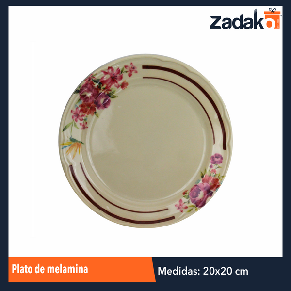 AB-7392-8 PLATO DE MELAMINA, CON 1 PZ O CAJA CON 120 PZS