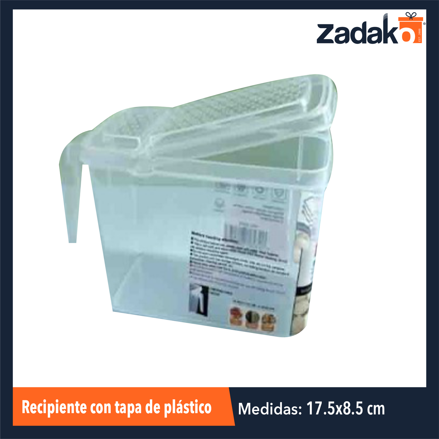 AK-3356  RECIPIENTE CON TAPA DE PLASTICO, CON 1 PZ O CAJA CON 120 PZS