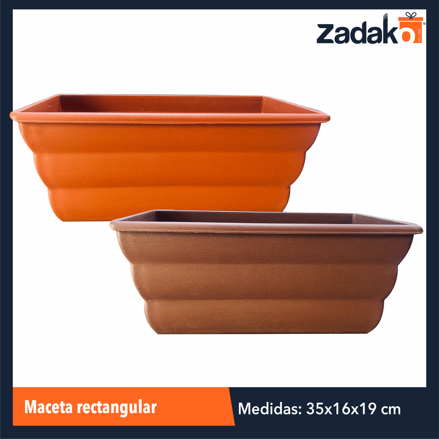 AM-0471-1 MACETA RECTANGULAR,CON 1PZ O CAJA CON 48 PZS