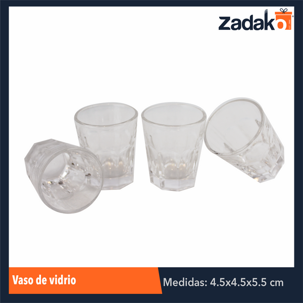 AV-1801-B VASO DE VIDRIO , CON 6 PZS, O CAJA CON 24 PQTS