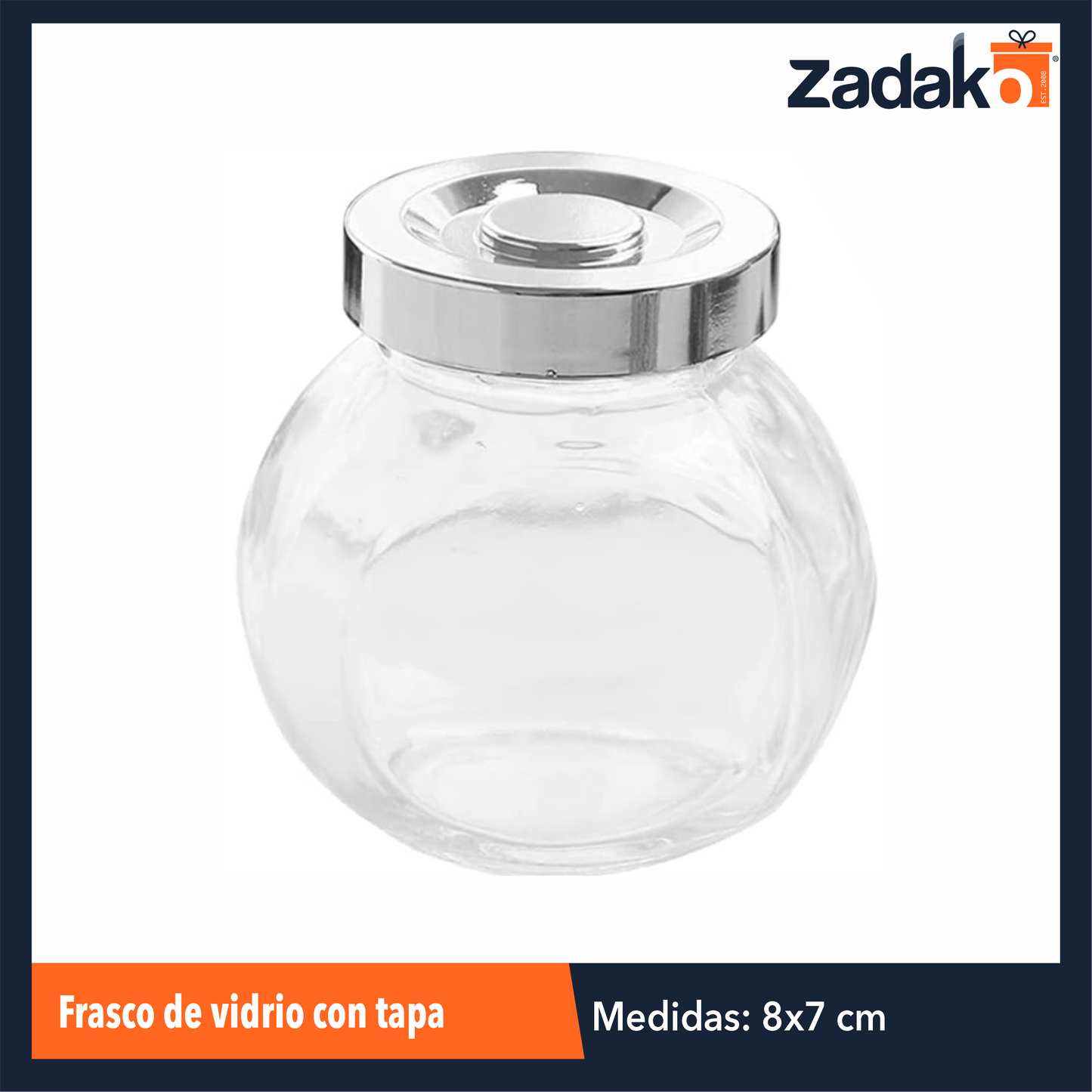AV-4704-1 FRASCO DE VIDRIO CON TAPA, CON 1 PZ O CAJA CON 144 PZS