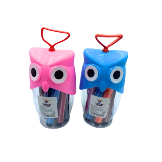 C-352-85 PLUMIN ENVASE BUHO 12 COLORES CON 1 PZ O CAJA CON 120 PZS