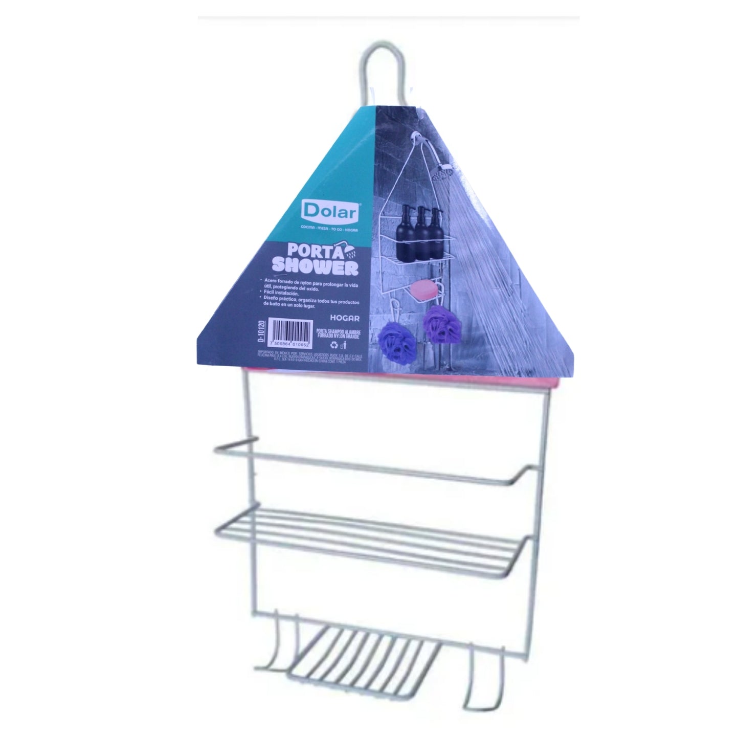 N-GPMX-540  D-10120 PORTA SHAMPOO ALAMBRE FORRADO NYLON GRANDE CON 1 PZ O CAJA CON 72 PZS