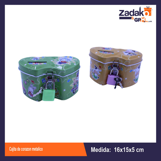 GPM-0008 CAJITA DE CORAZON METALICO 16X15X5CM CON 1PZ O CAJA CON 120 PZS