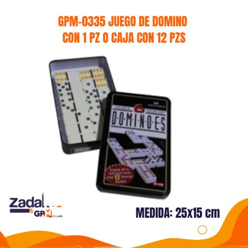 GPM-0335 JUEGO DE DOMINO CON 1 PZ O CAJA CON 12 PZS
