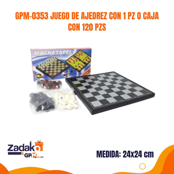 GPM-0353 JUEGO DE AJEDREZ CON 1 PZ O CAJA CON 120 PZS