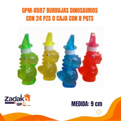 GPM-0597 BURBUJAS DINOSAURIOS CON 24 PZS O CAJA CON 8 PQTS