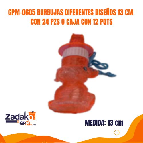 GPM-0605 BURBUJAS DIFERENTES DISEÑOS 13 CM CON 24 PZS O CAJA CON 12 PQTS