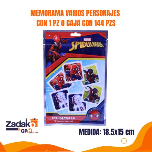 MEMORAMA VARIOS PERSONAJES CON 1 PZ O CAJA CON 144 PZS