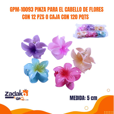 GPM-10093 PINZA PARA EL CABELLO DE FLORES CON 12 PZS O CAJA CON 120 PQTS