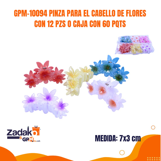 GPM-10094 PINZA PARA EL CABELLO DE FLORES CON 12 PZS O CAJA CON 60 PQTS