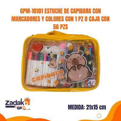 GPM-10101 ESTUCHE DE CAPIBARA CON MARCADORES Y COLORES CON 1 PZ O CAJA CON 56 PZS
