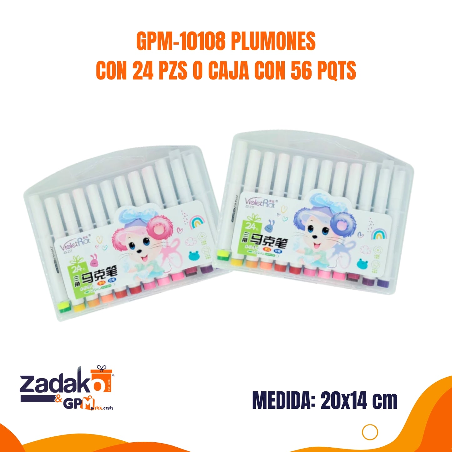 GPM-10108 PLUMONES CON 24 PZS O CAJA CON 56 PQTS