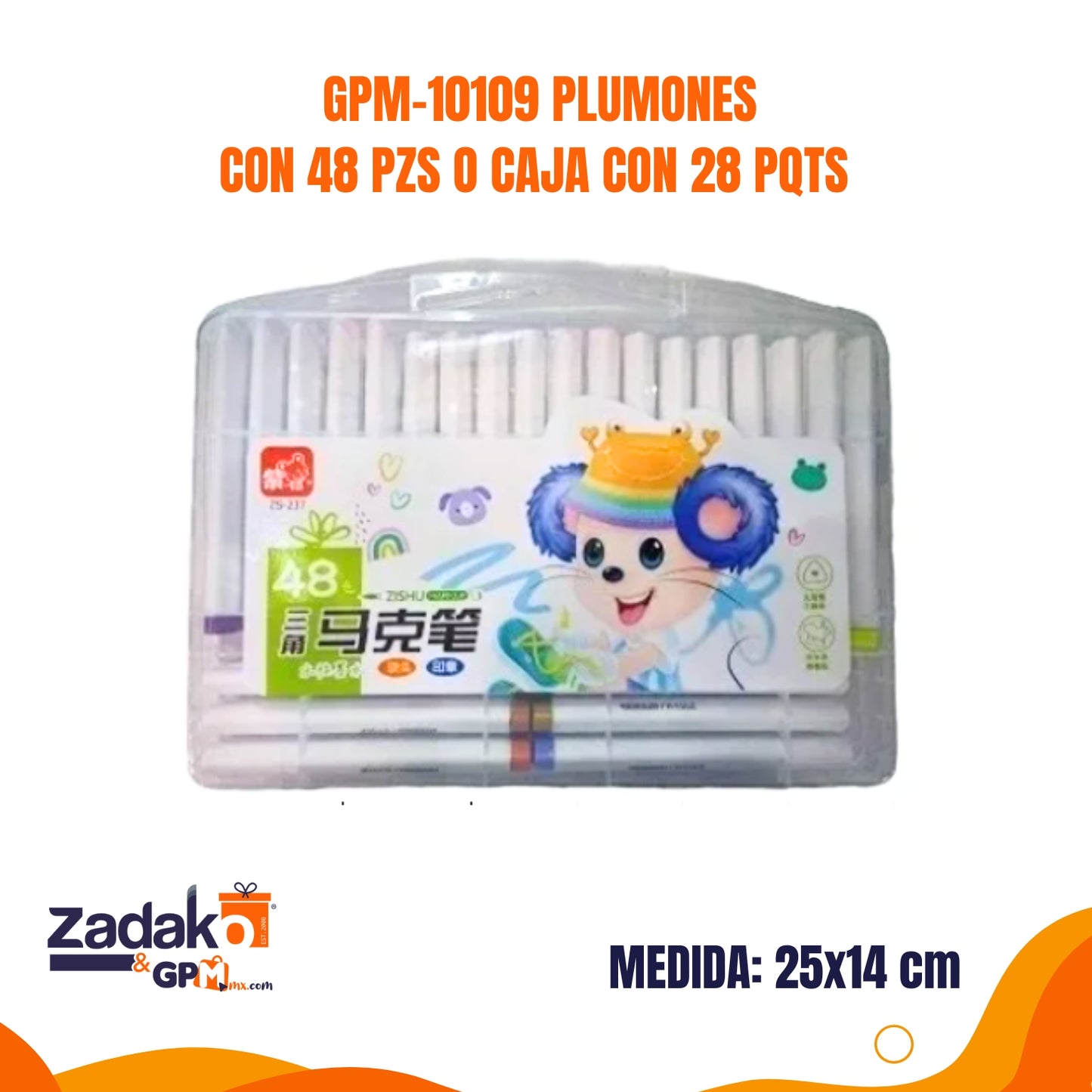 GPM-10109 PLUMONES CON 48 PZS O CAJA CON 28 PQTS