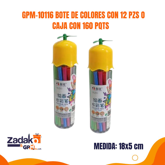 GPM-10116 BOTE DE COLORES CON 12 PZS O CAJA CON 160 PQTS